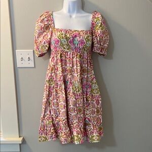 MISA Los Angeles Kayla babydoll dress in veranda flora, cotton poplin. Small